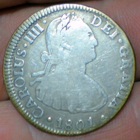  1801 spanish real found at Thompsons
Ferry in Richmond, Texas.