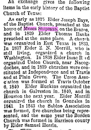 Early history of the Baptist Church in Texas
